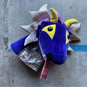 Vintage 1998 Manhattan Toy Zog Zylon Dragon Puppet Plush Purple Silver w/TAGS!